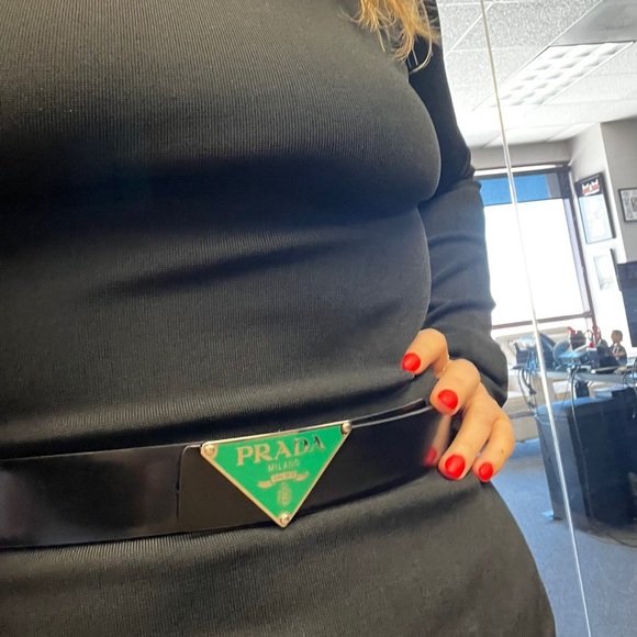 Prada Accessories - NEW Prada Triangle Belt & Buckle - Mango Green